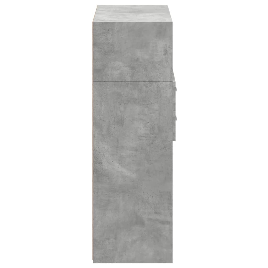 Buffet haut gris béton 80x42,5x124 cm bois d'ingénierie - XIOS