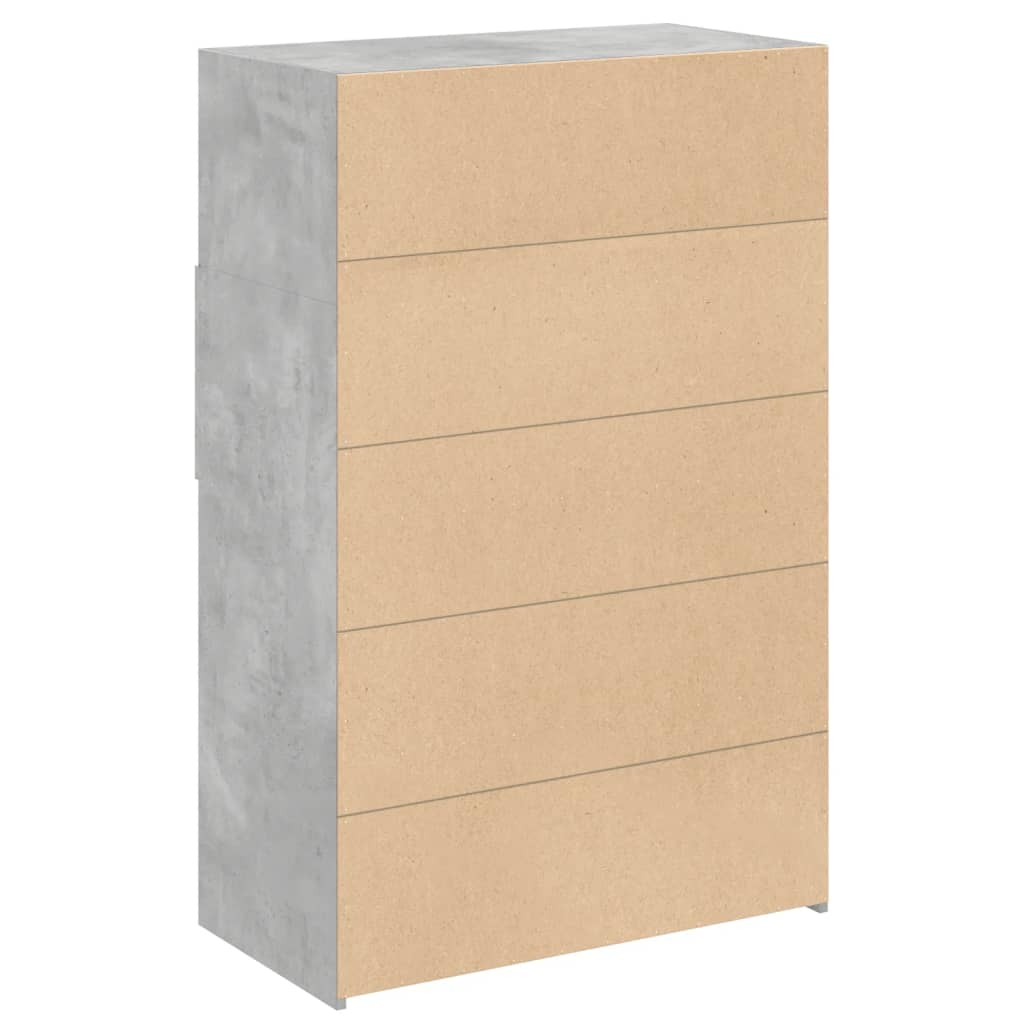 Buffet haut gris béton 80x42,5x124 cm bois d'ingénierie - XIOS
