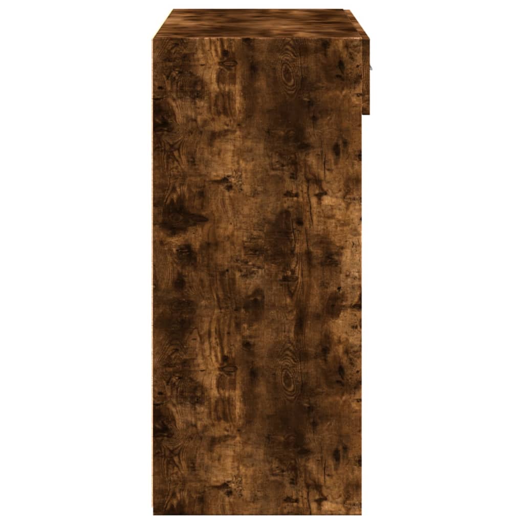 Buffet haut chêne fumé 80x42,5x124 cm bois d'ingénierie - XIOS