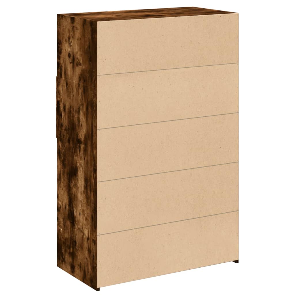 Buffet haut chêne fumé 80x42,5x124 cm bois d'ingénierie - XIOS