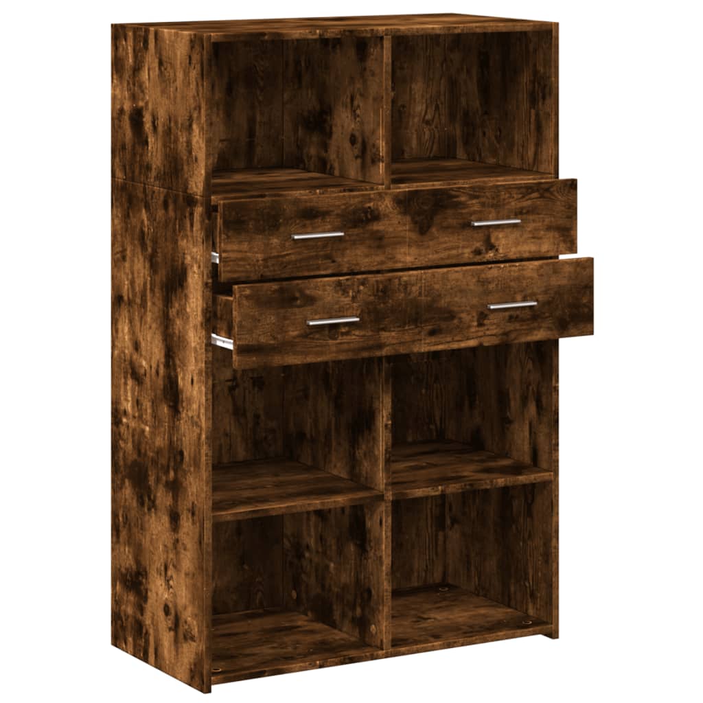 Buffet haut chêne fumé 80x42,5x124 cm bois d'ingénierie - XIOS