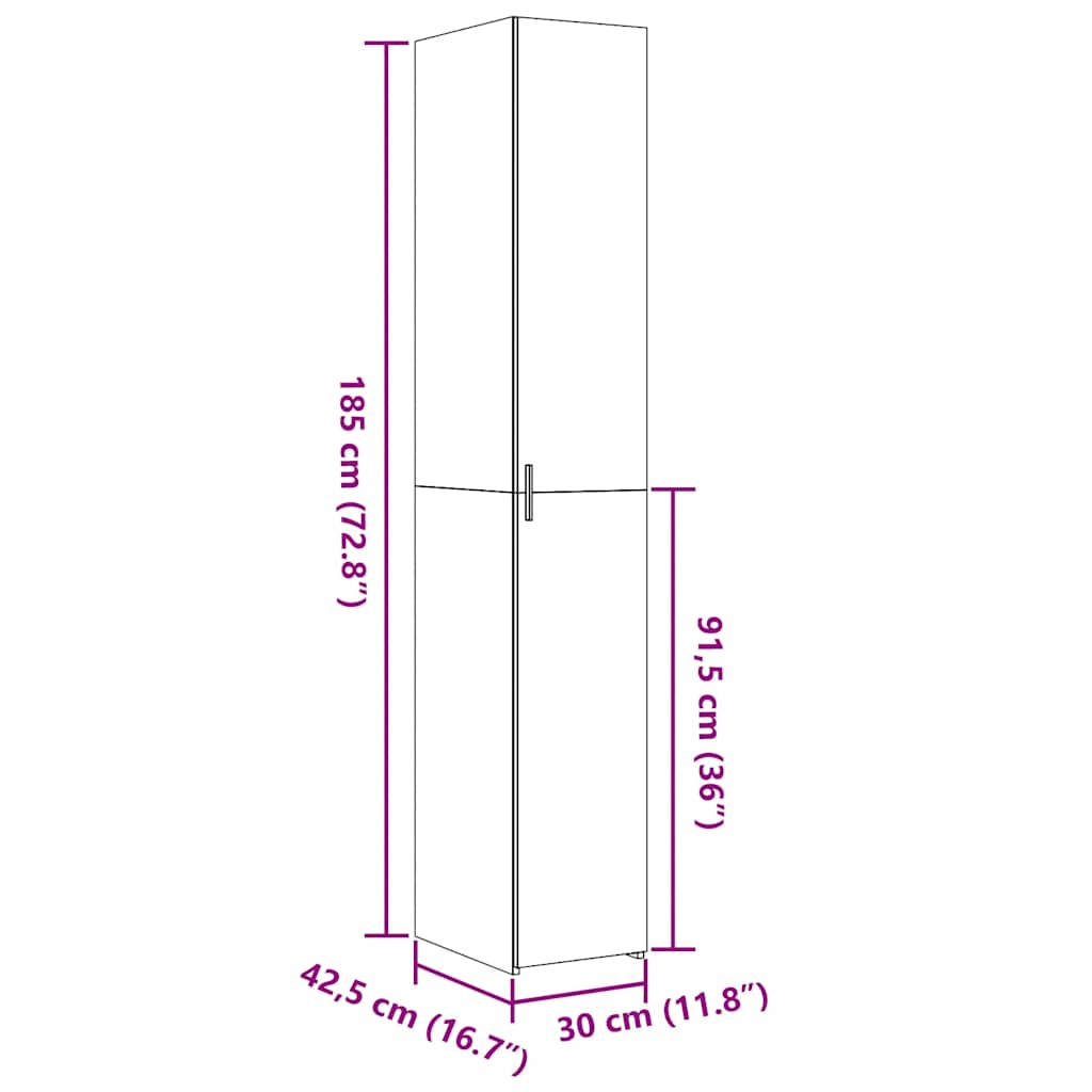 Buffet haut blanc 30x42,5x185 cm bois d'ingénierie - XIOS
