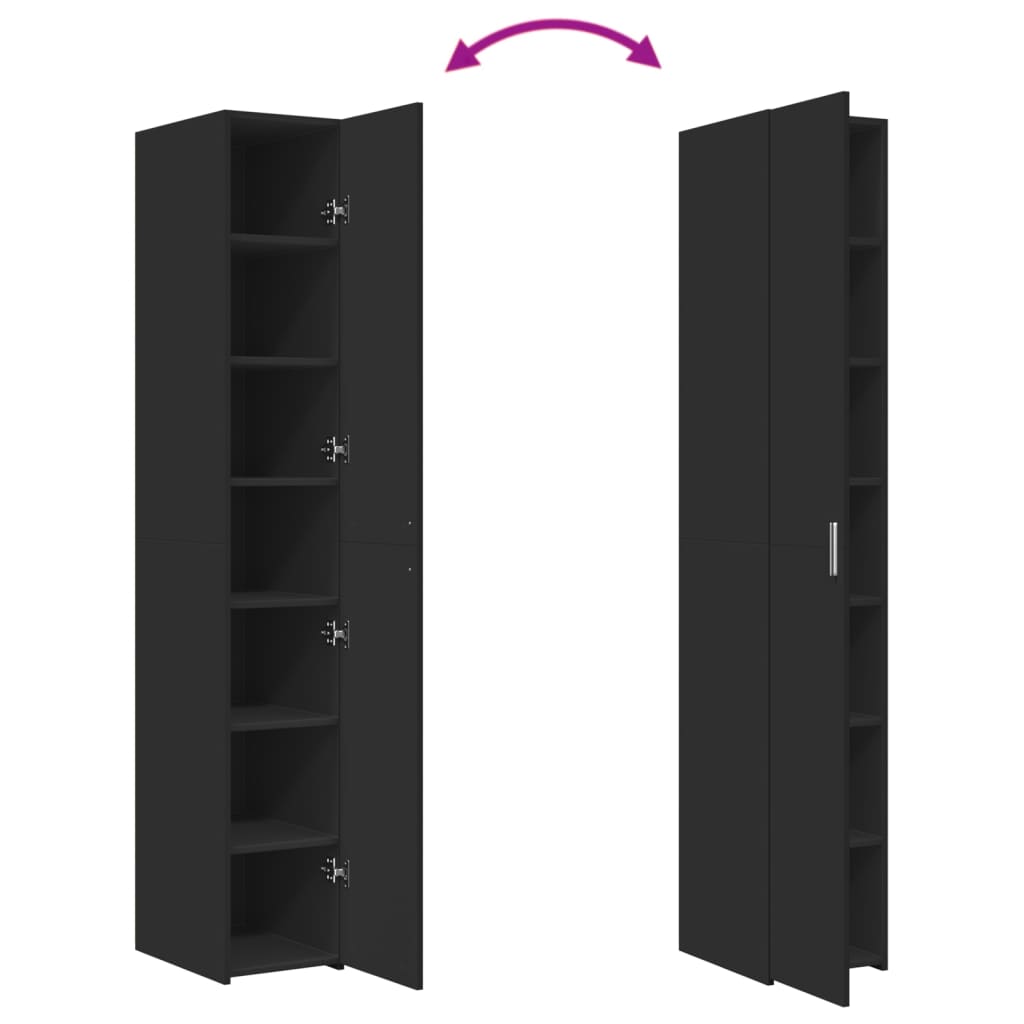 Buffet haut noir 30x42,5x185 cm bois d'ingénierie - XIOS