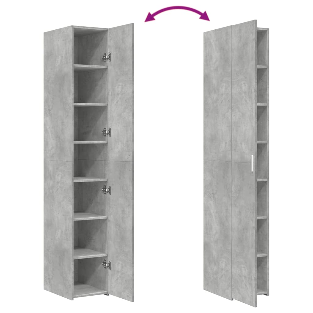 Buffet haut gris béton 30x42,5x185 cm bois d'ingénierie - XIOS