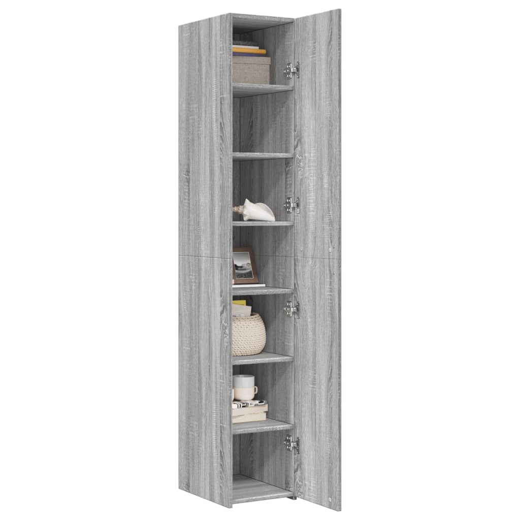 Buffet haut sonoma gris 30x42,5x185 cm bois d'ingénierie - XIOS