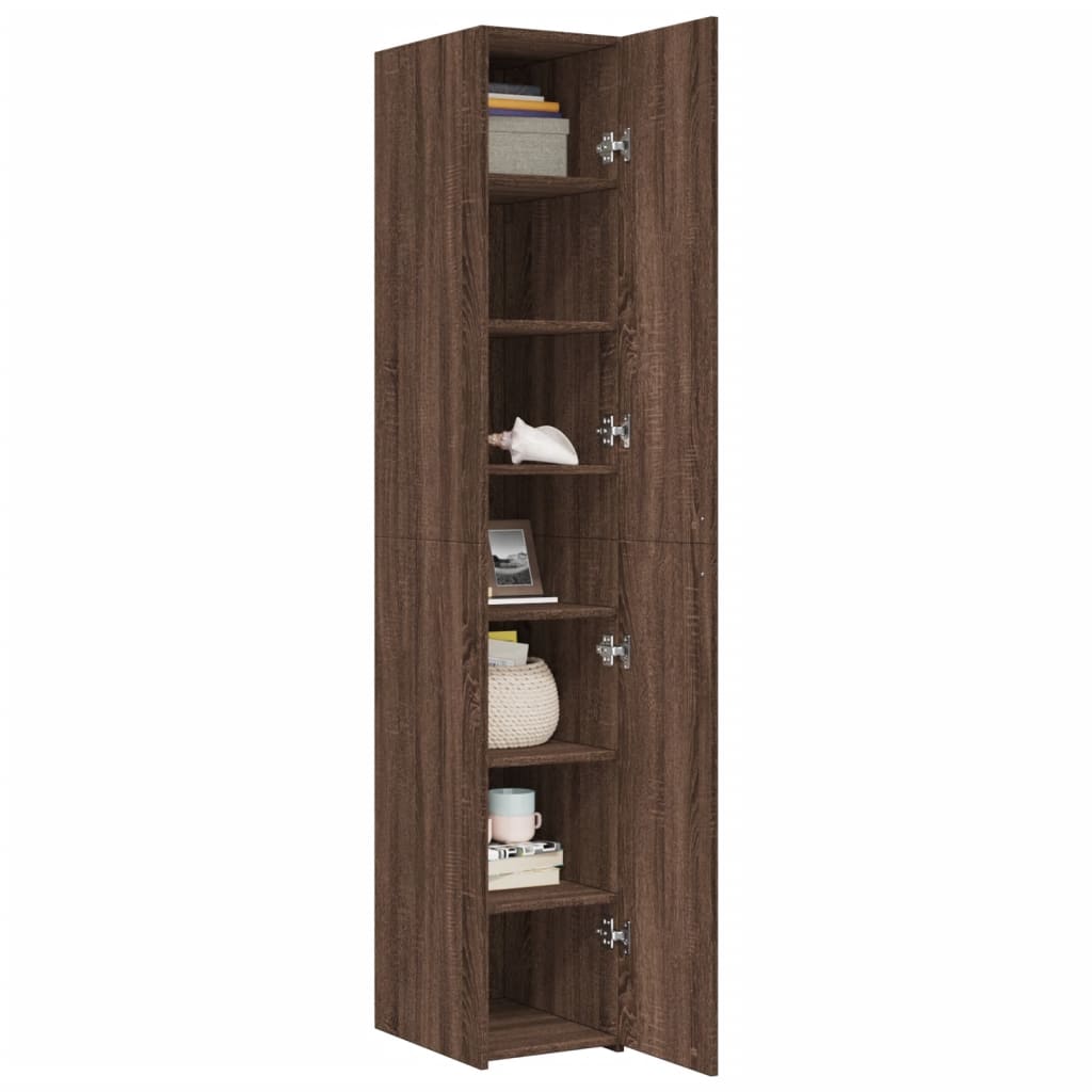 Buffet haut chêne marron 30x42,5x185 cm bois d'ingénierie - XIOS
