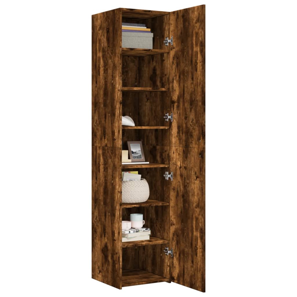 Buffet haut chêne fumé 40x42,5x185 cm bois d'ingénierie - XIOS