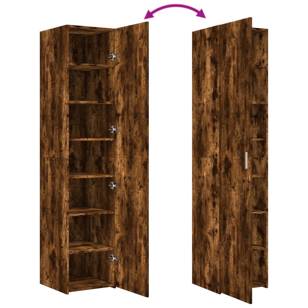 Buffet haut chêne fumé 40x42,5x185 cm bois d'ingénierie - XIOS