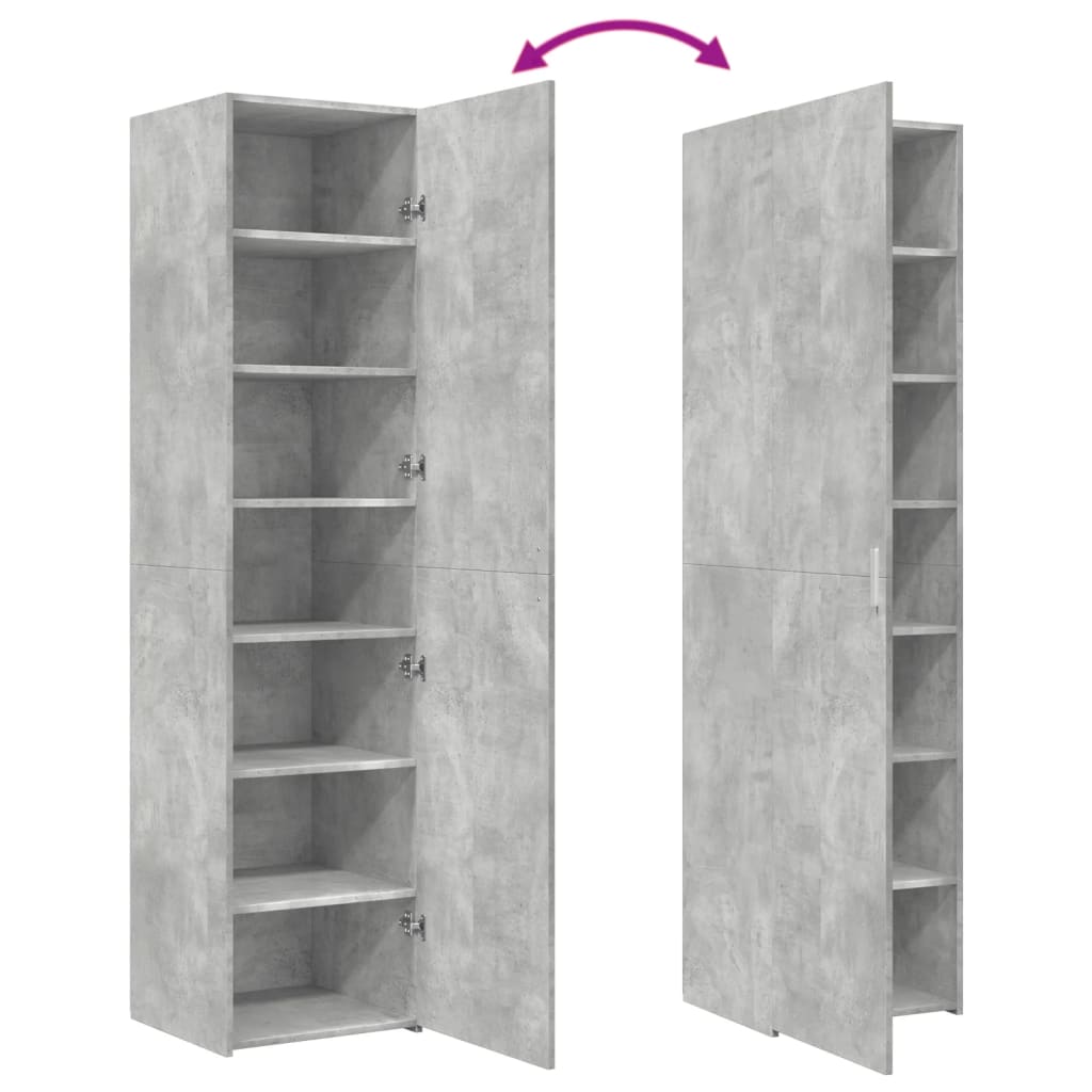 Buffet haut gris béton 45x42,5x185 cm bois d'ingénierie