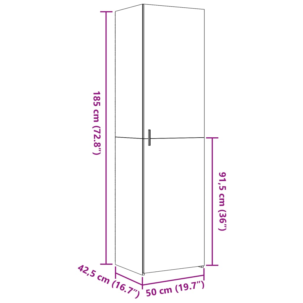 Buffet haut gris béton 50x42,5x185 cm bois d'ingénierie - XIOS