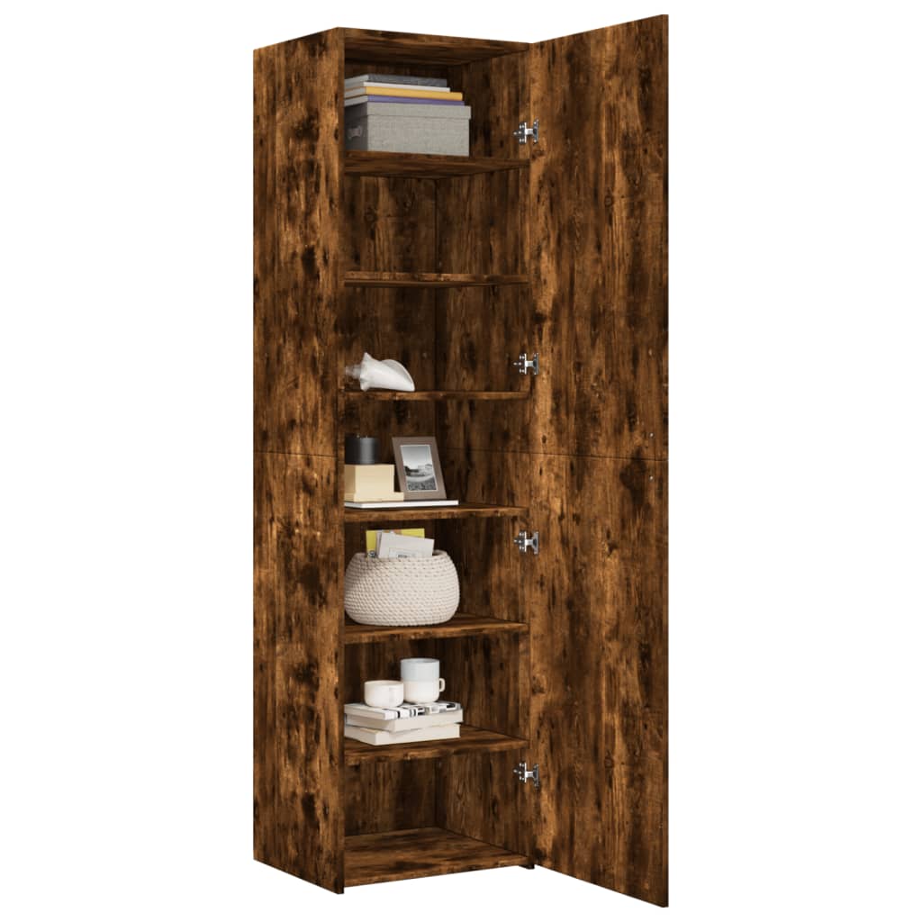 Buffet haut chêne fumé 50x42,5x185 cm bois d'ingénierie