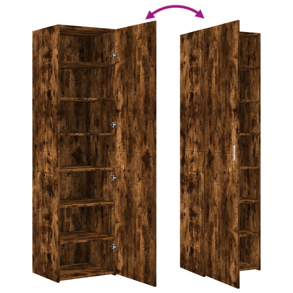Buffet haut chêne fumé 50x42,5x185 cm bois d'ingénierie