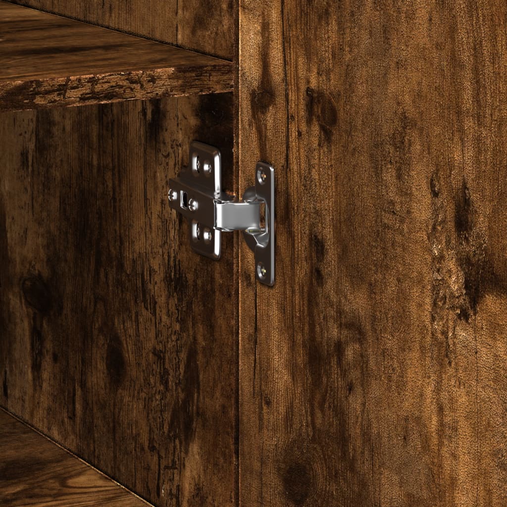 Buffet haut chêne fumé 50x42,5x185 cm bois d'ingénierie