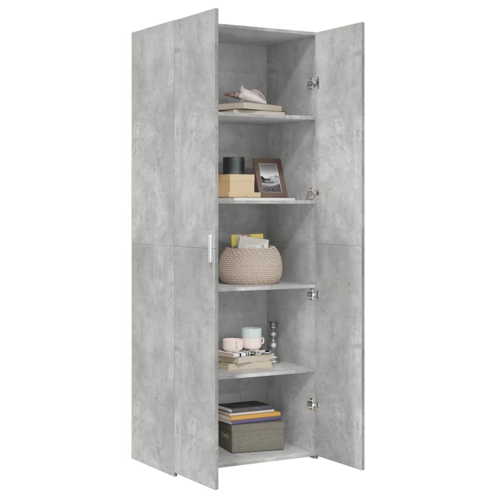 Buffet haut gris béton 70x42,5x185 cm bois d'ingénierie - XIOS