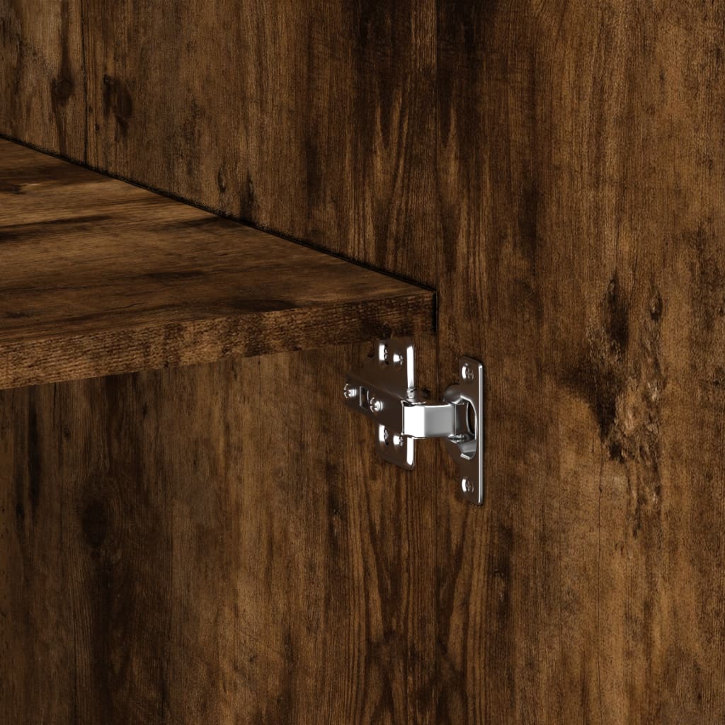 Buffet haut chêne fumé 70x42,5x185 cm bois d'ingénierie - XIOS