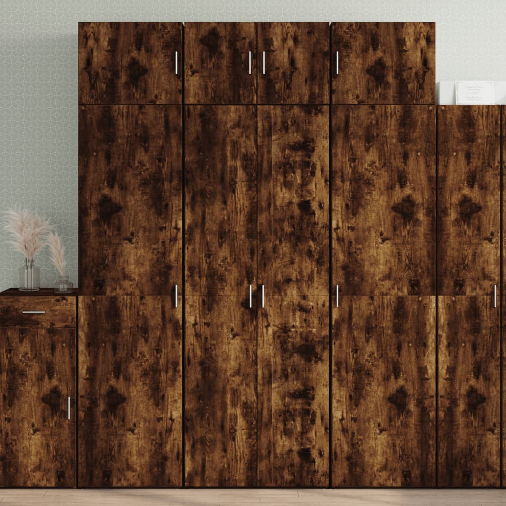 Buffet haut chêne fumé 70x42,5x185 cm bois d'ingénierie - XIOS