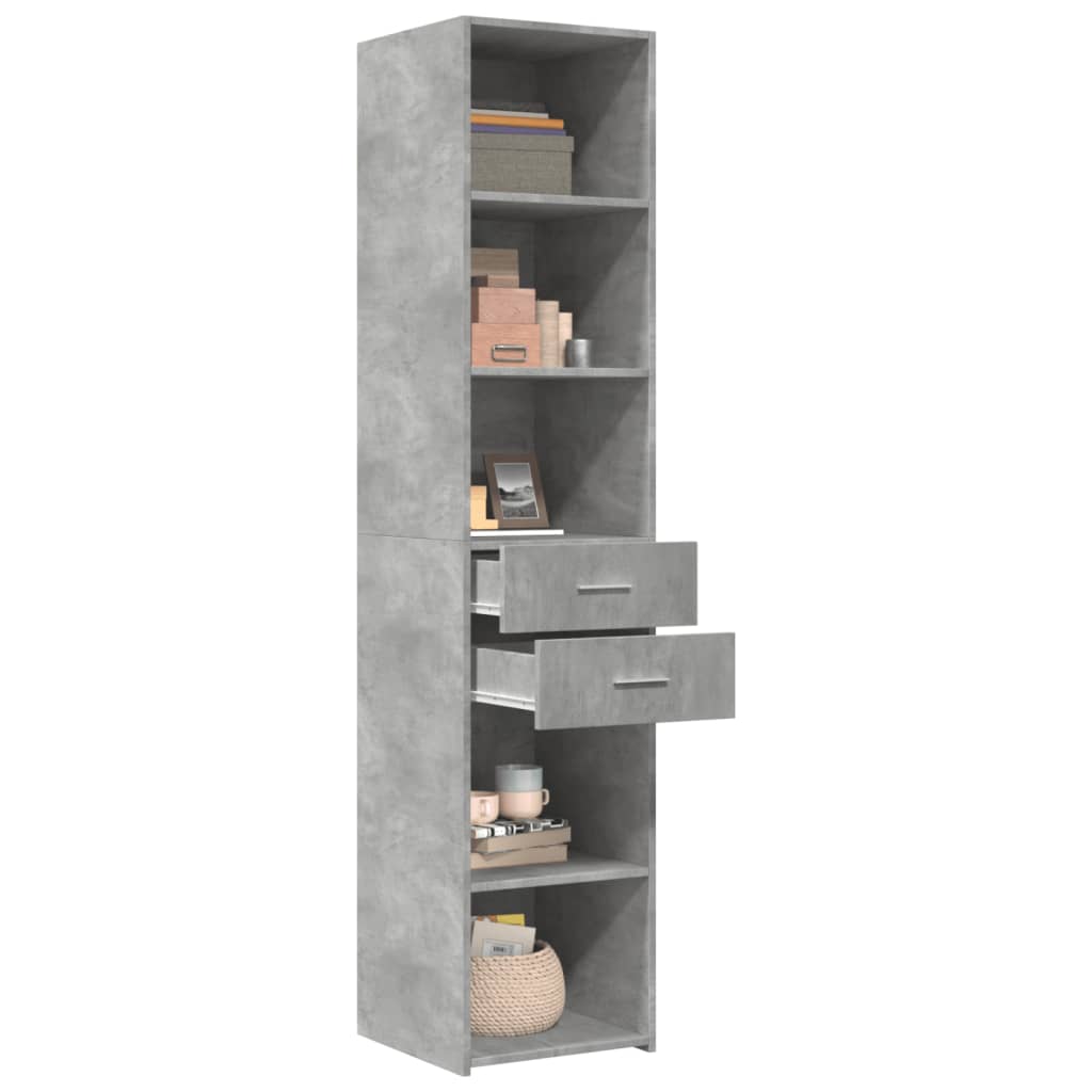 Buffet haut gris béton 40x42,5x185 cm bois d'ingénierie - XIOS