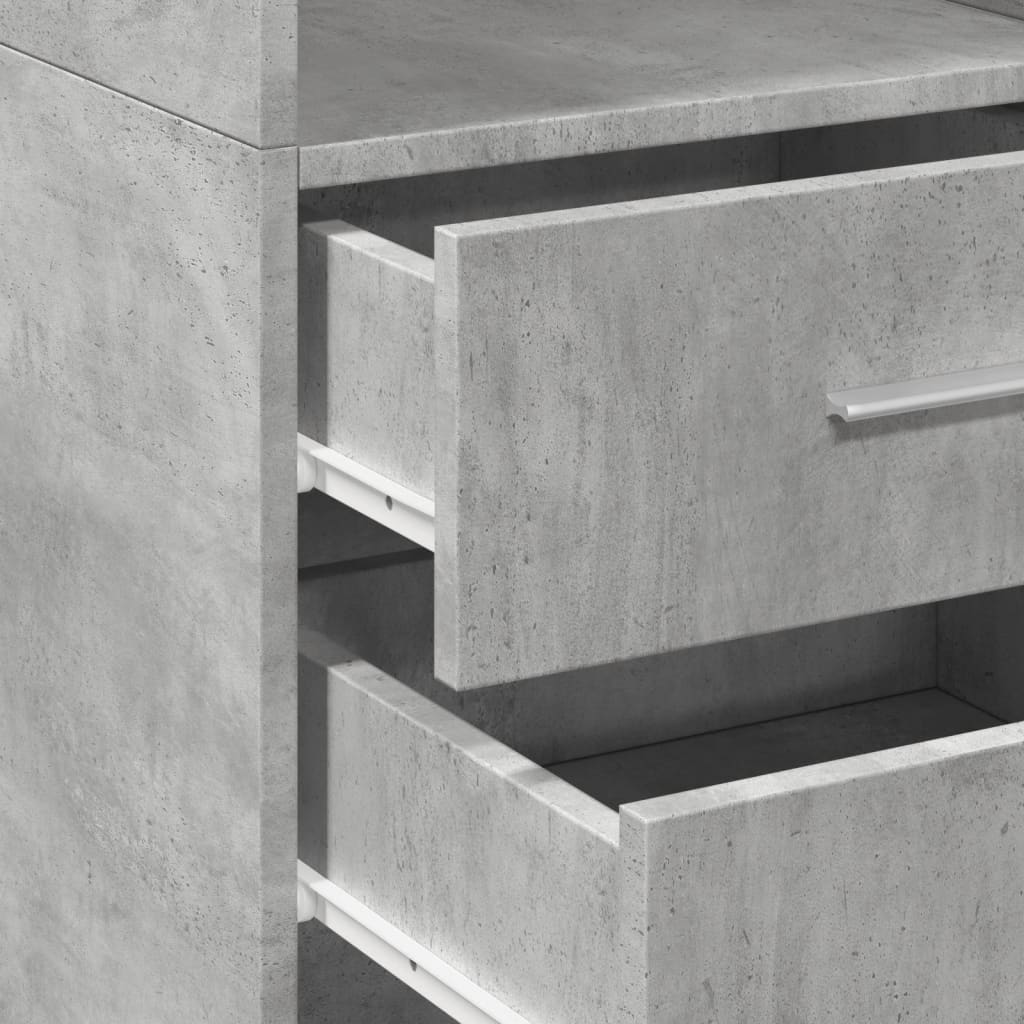 Buffet haut gris béton 40x42,5x185 cm bois d'ingénierie - XIOS