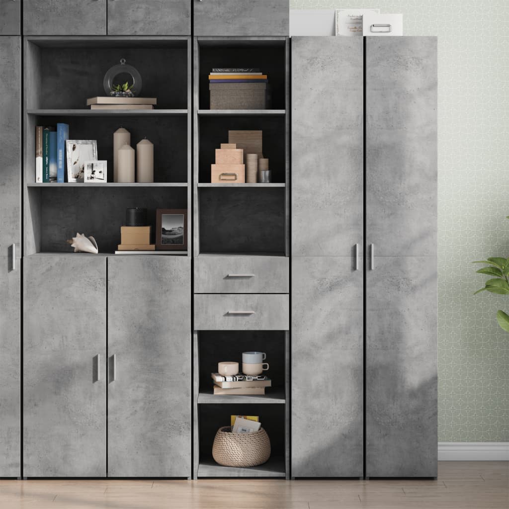Buffet haut gris béton 40x42,5x185 cm bois d'ingénierie - XIOS