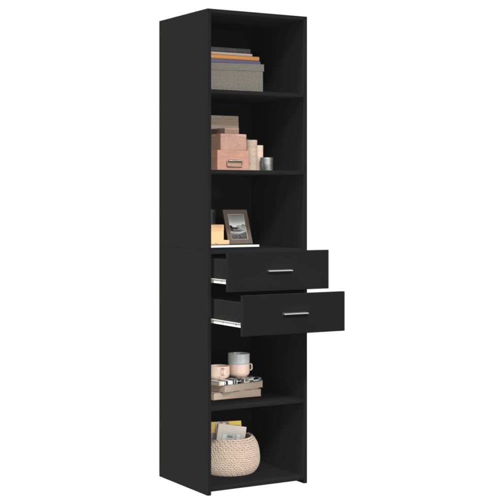 Buffet haut noir 45x42,5x185 cm bois d'ingénierie - XIOS