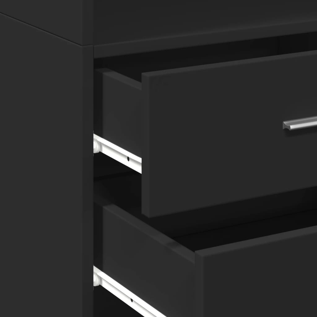 Buffet haut noir 45x42,5x185 cm bois d'ingénierie - XIOS