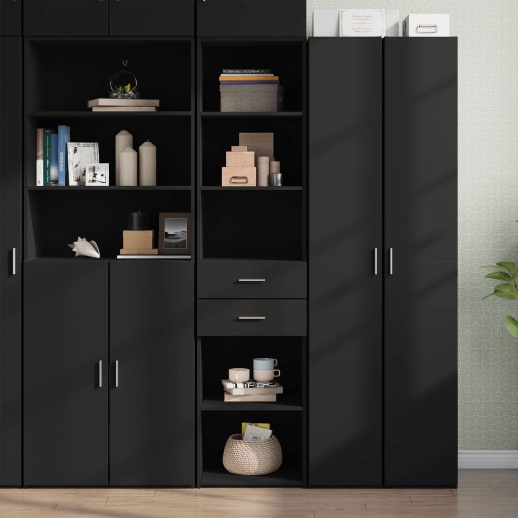Buffet haut noir 45x42,5x185 cm bois d'ingénierie - XIOS