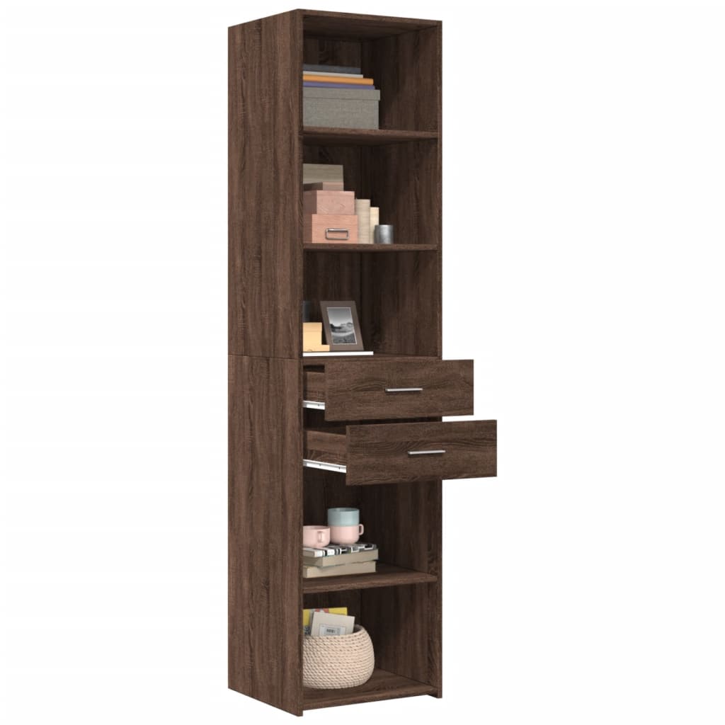 Buffet haut chêne marron 45x42,5x185 cm bois d'ingénierie - XIOS