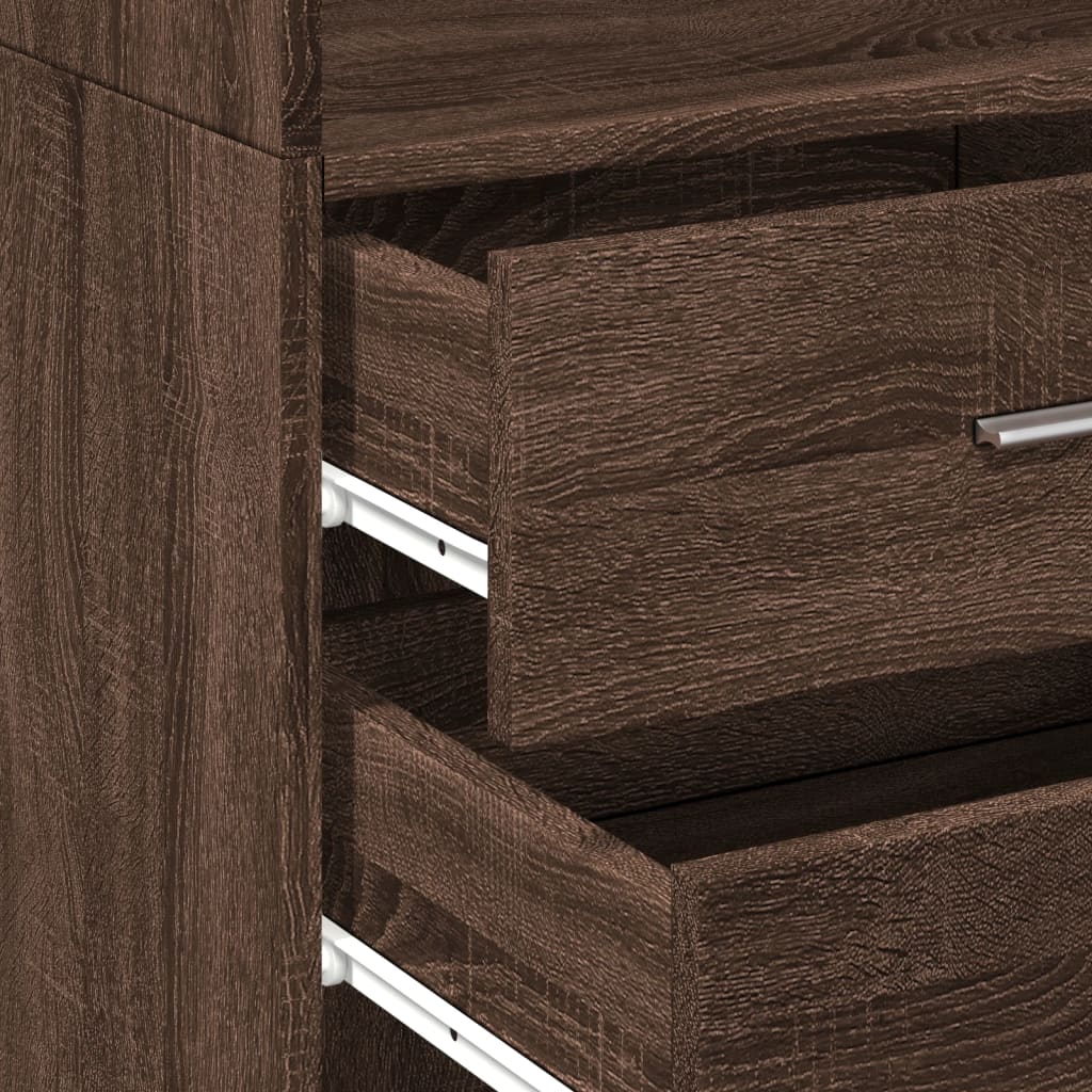 Buffet haut chêne marron 45x42,5x185 cm bois d'ingénierie - XIOS