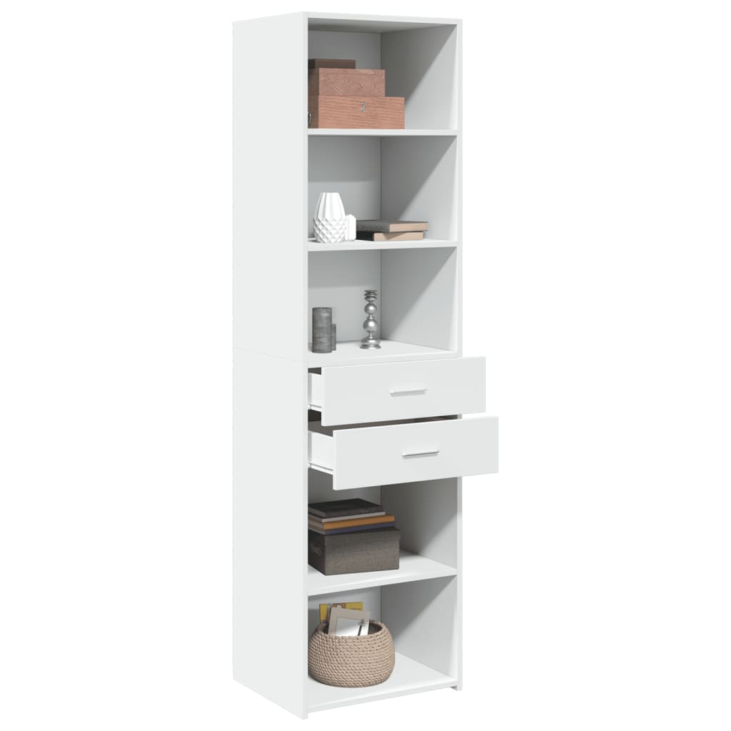 Buffet haut blanc 50x42,5x185 cm bois d'ingénierie