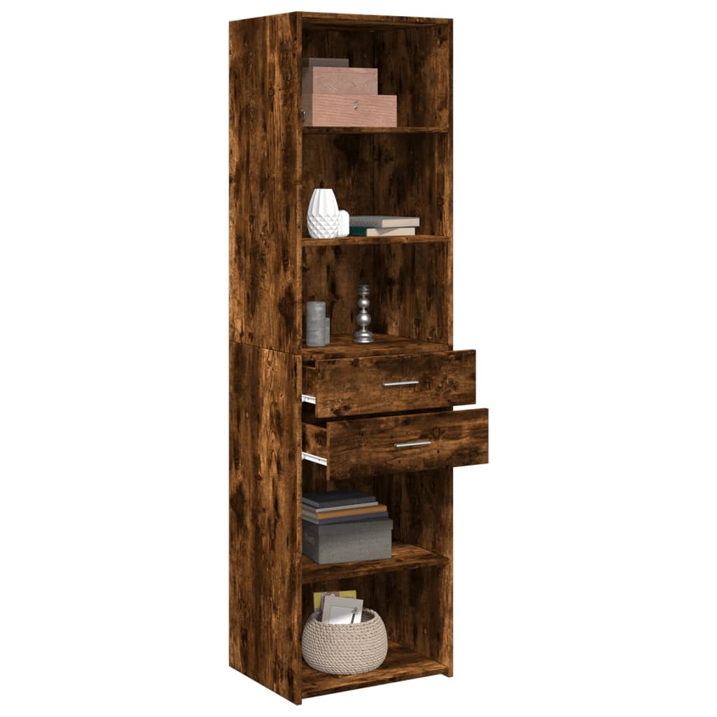Buffet haut chêne fumé 50x42,5x185 cm bois d'ingénierie - XIOS