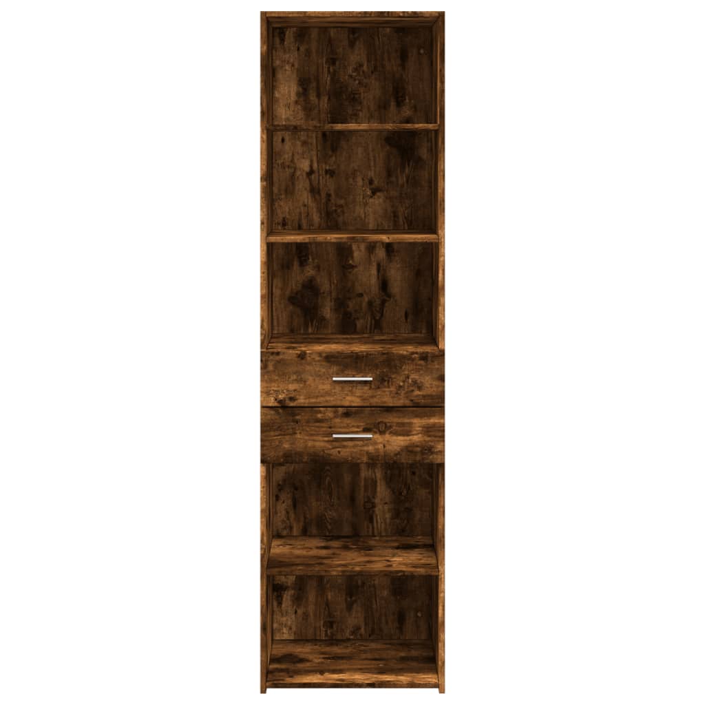 Buffet haut chêne fumé 50x42,5x185 cm bois d'ingénierie - XIOS