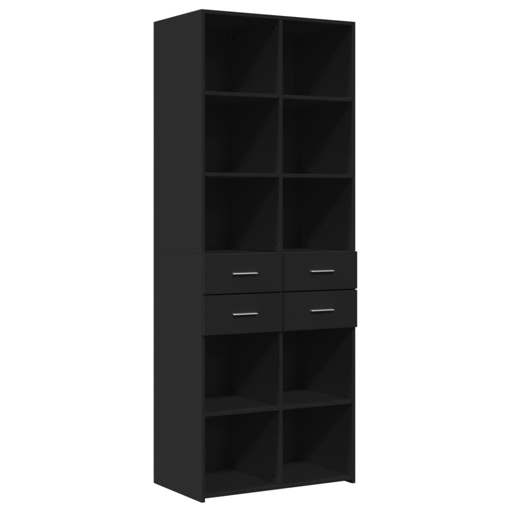 Buffet haut noir 70x42,5x185 cm bois d'ingénierie - XIOS