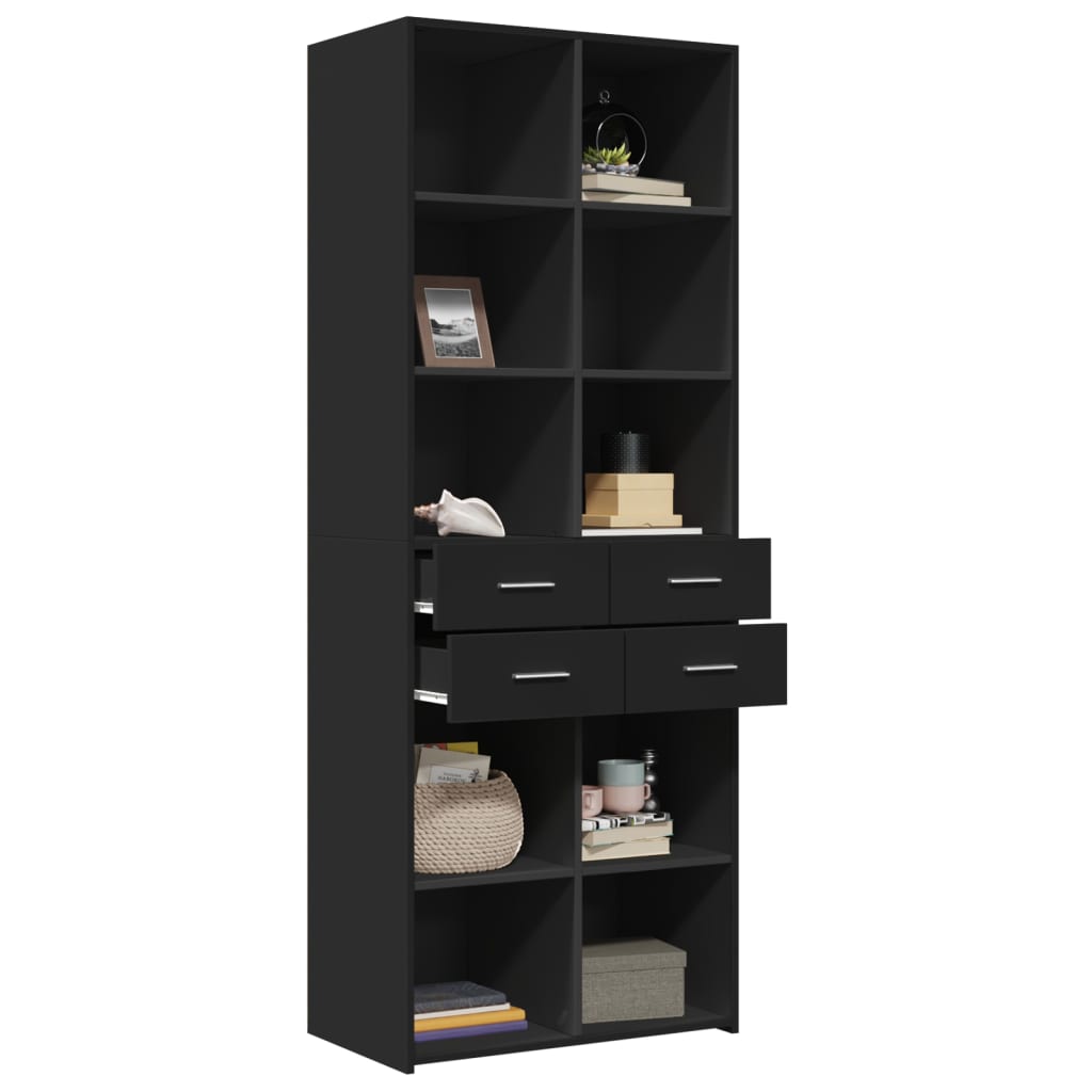 Buffet haut noir 70x42,5x185 cm bois d'ingénierie - XIOS