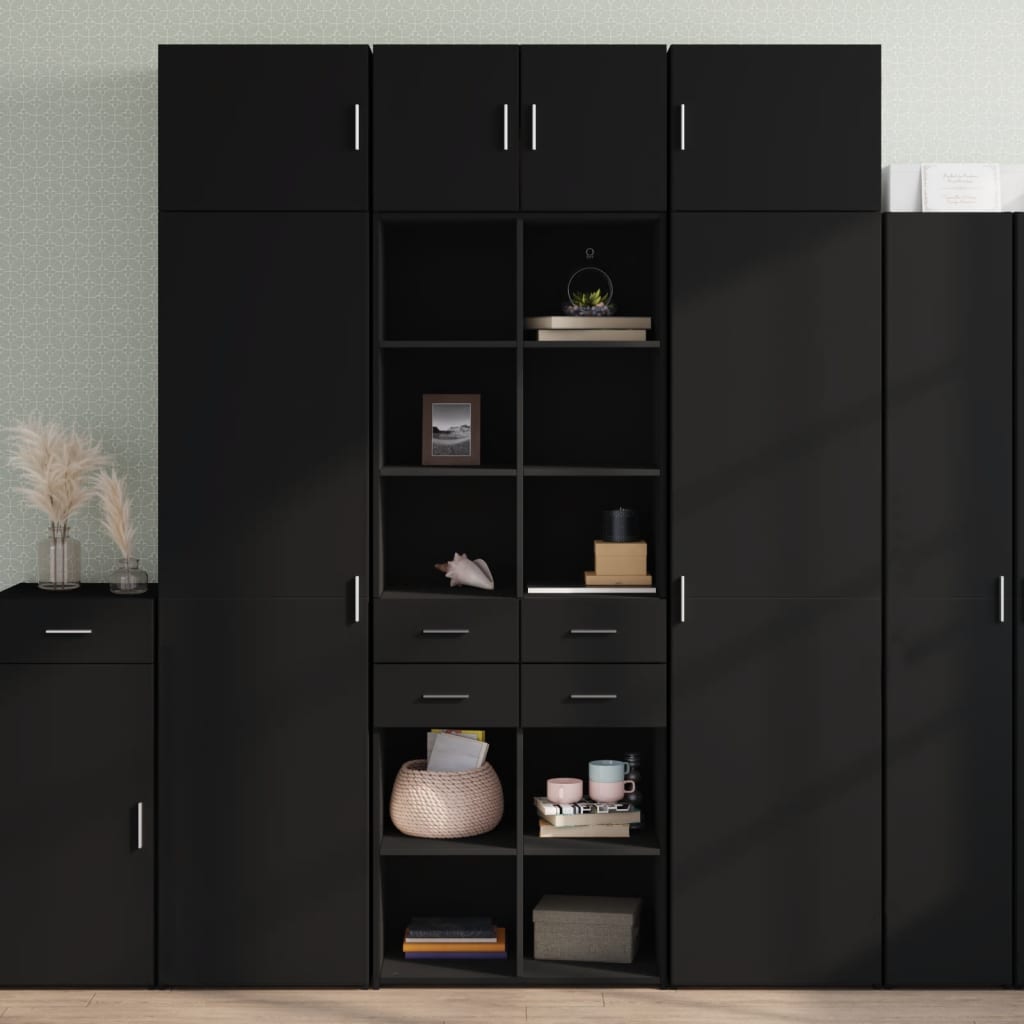 Buffet haut noir 70x42,5x185 cm bois d'ingénierie - XIOS