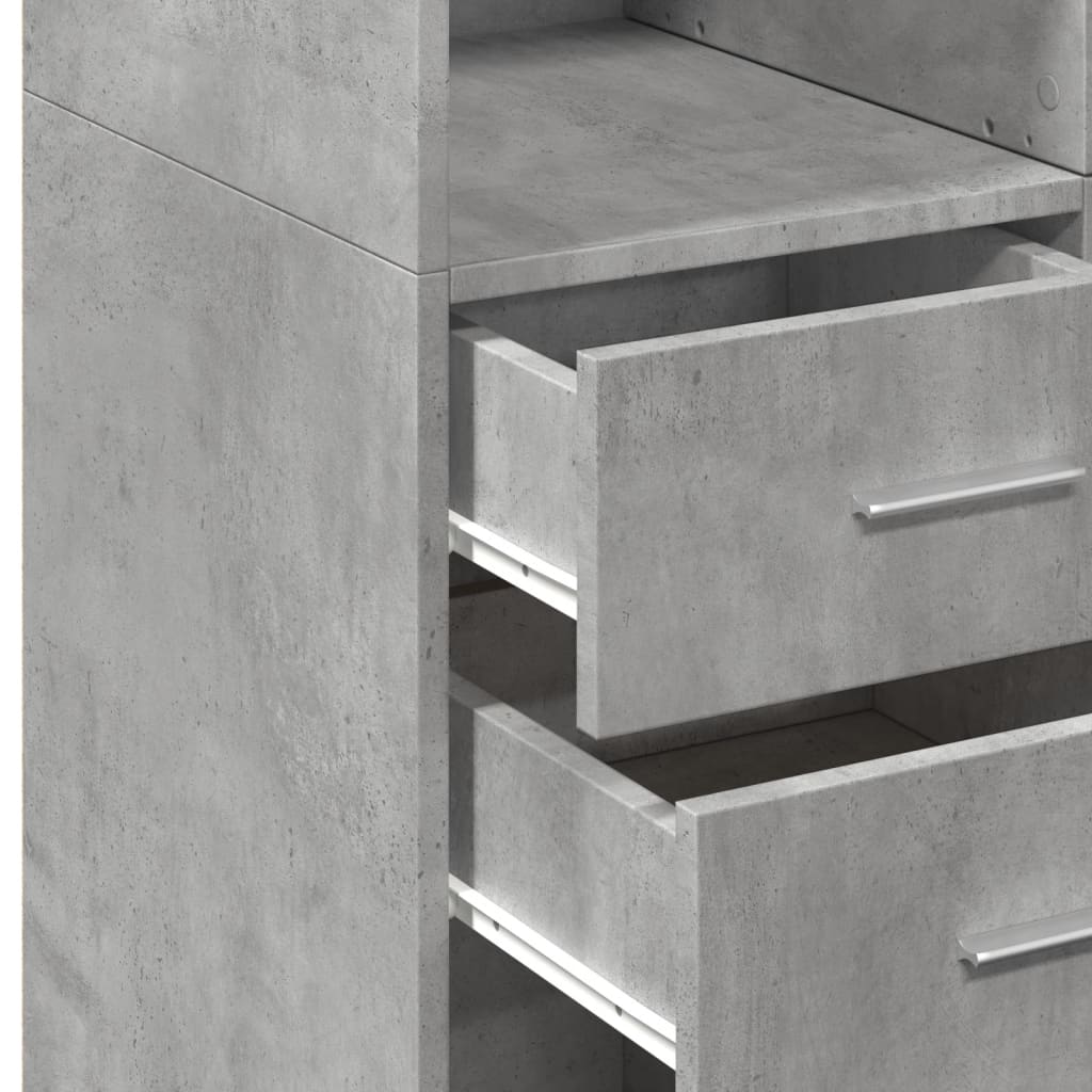 Buffet haut gris béton 70x42,5x185 cm bois d'ingénierie - XIOS