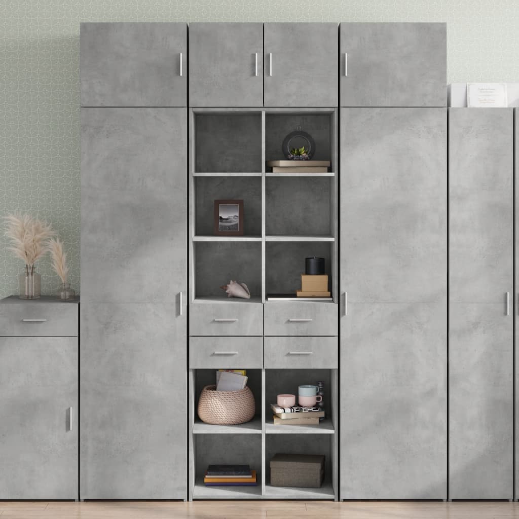 Buffet haut gris béton 70x42,5x185 cm bois d'ingénierie - XIOS