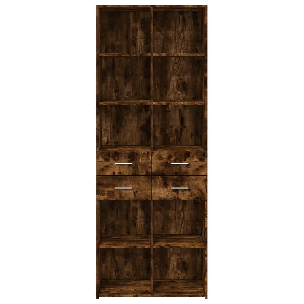 Buffet haut chêne fumé 70x42,5x185 cm bois d'ingénierie - XIOS