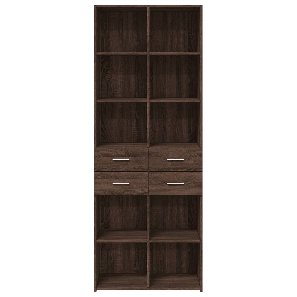 Buffet haut chêne marron 70x42,5x185 cm bois d'ingénierie - XIOS