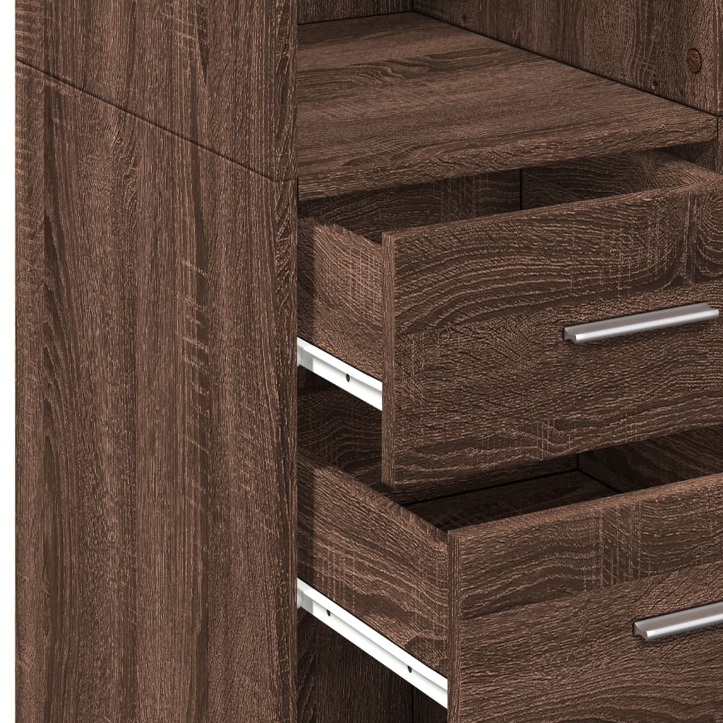 Buffet haut chêne marron 70x42,5x185 cm bois d'ingénierie - XIOS