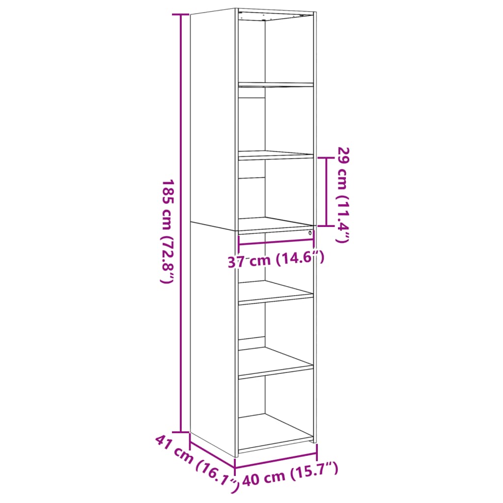 Buffet haut gris béton 40x41x185 cm bois d'ingénierie - XIOS
