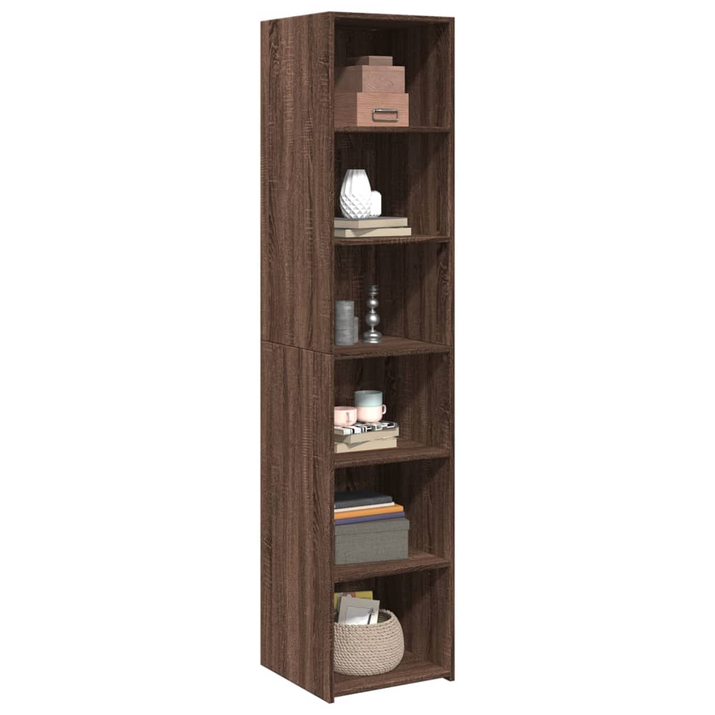 Buffet haut chêne marron 40x41x185 cm bois d'ingénierie - XIOS