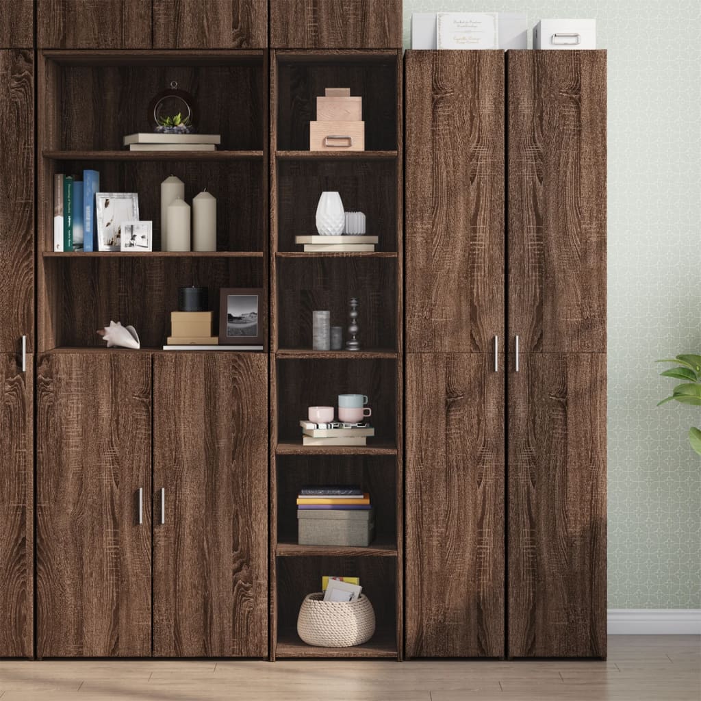 Buffet haut chêne marron 40x41x185 cm bois d'ingénierie - XIOS