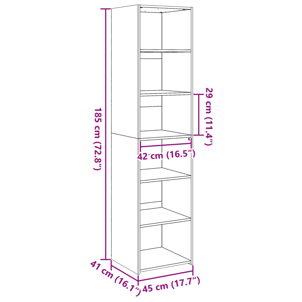 Buffet haut noir 45x41x185 cm bois d'ingénierie - XIOS