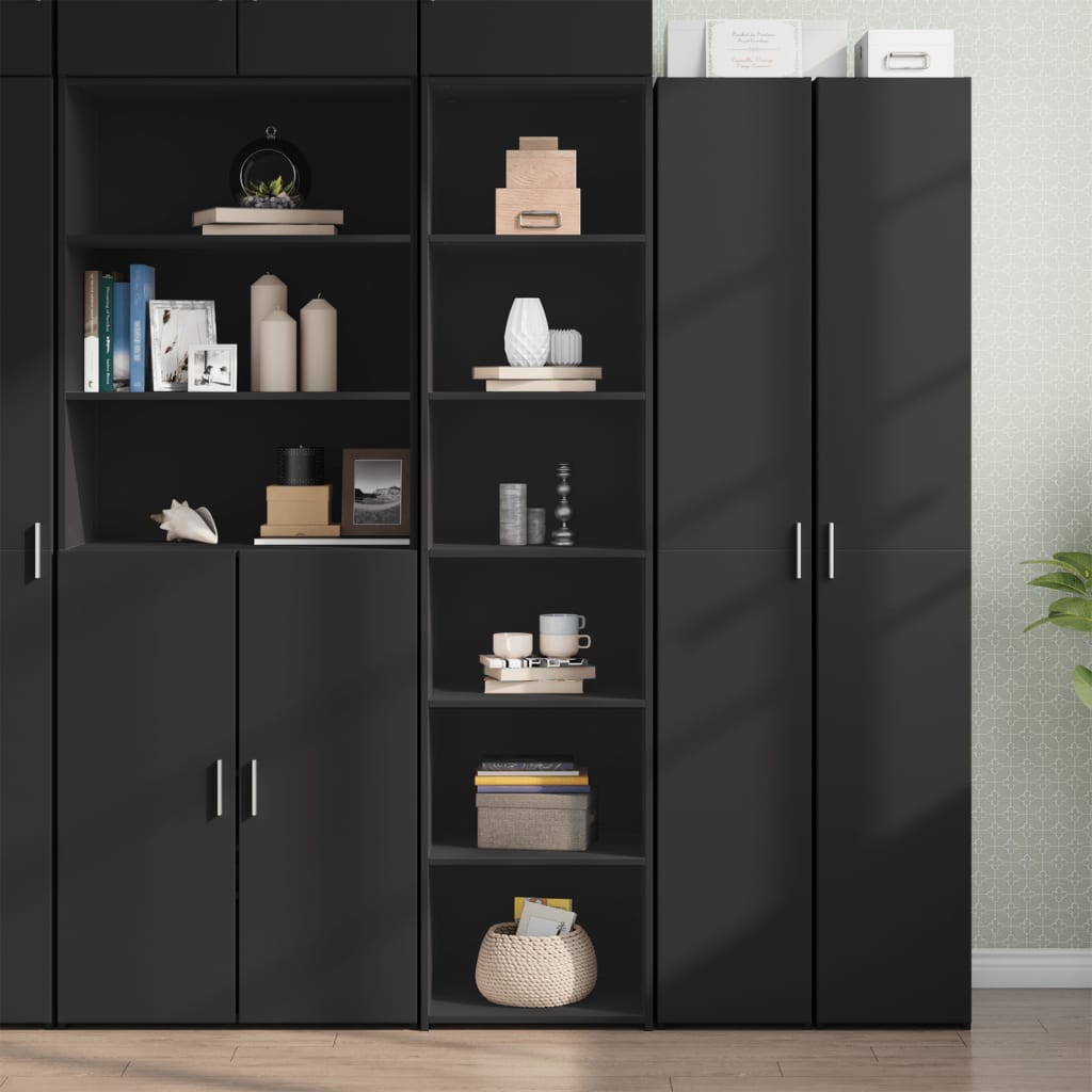 Buffet haut noir 45x41x185 cm bois d'ingénierie - XIOS