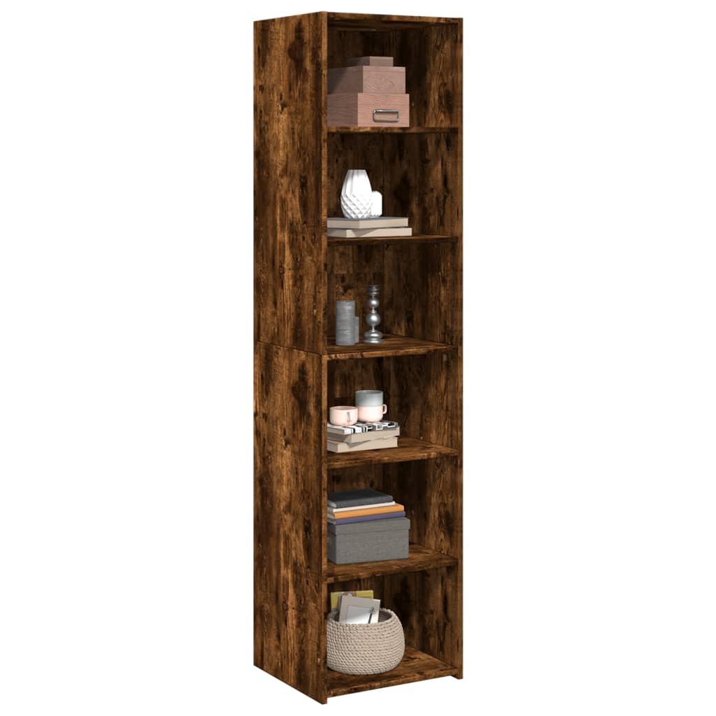 Buffet haut chêne fumé 45x41x185 cm bois d'ingénierie - XIOS