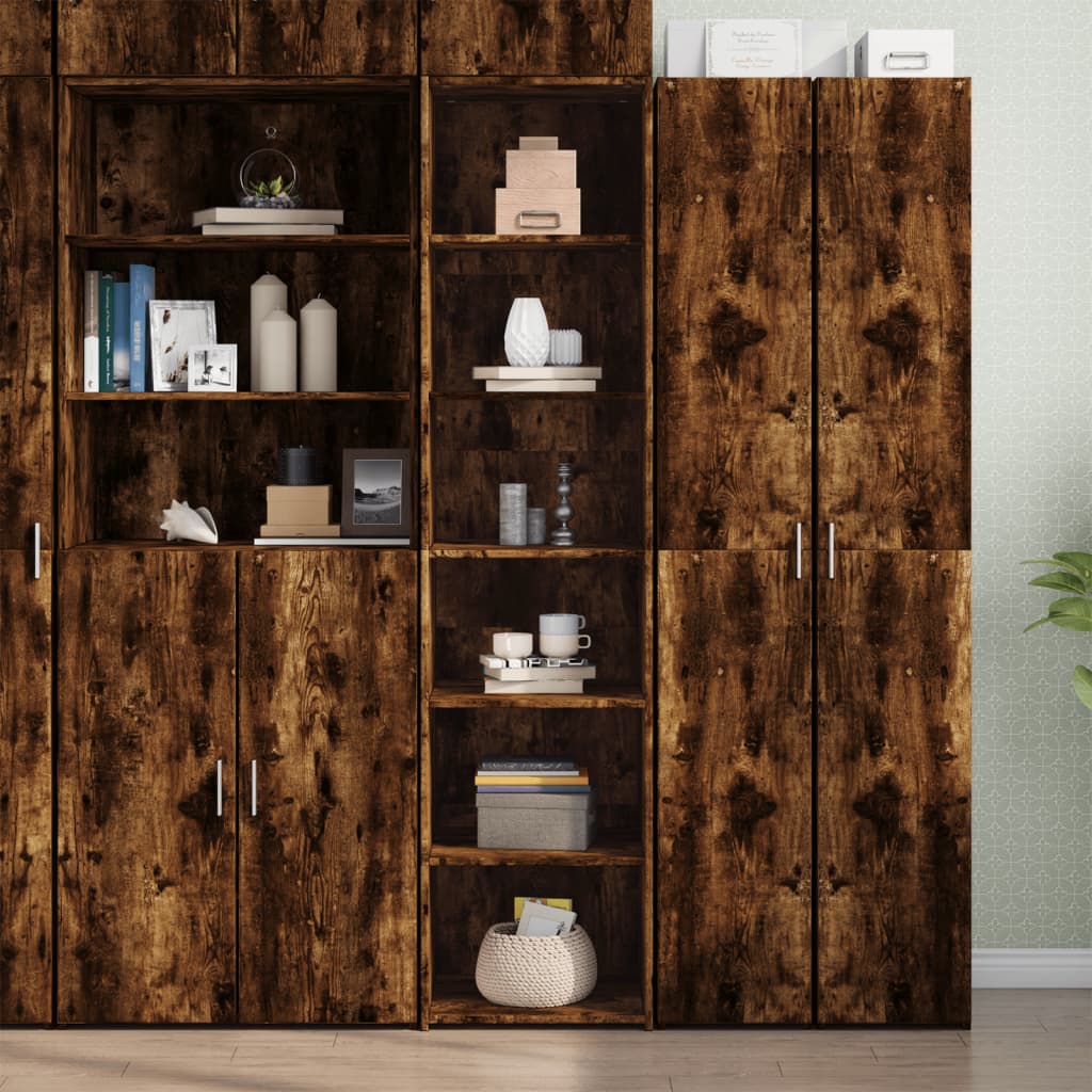 Buffet haut chêne fumé 45x41x185 cm bois d'ingénierie - XIOS