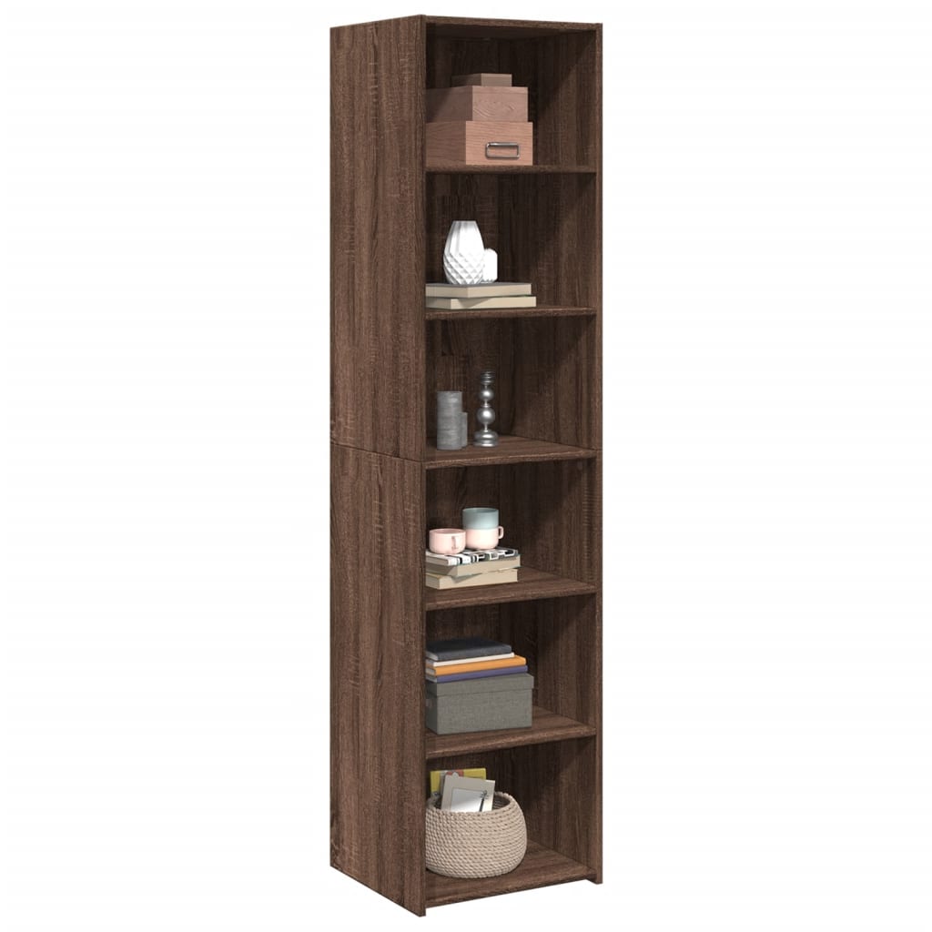 Buffet haut chêne marron 45x41x185 cm bois d'ingénierie - XIOS