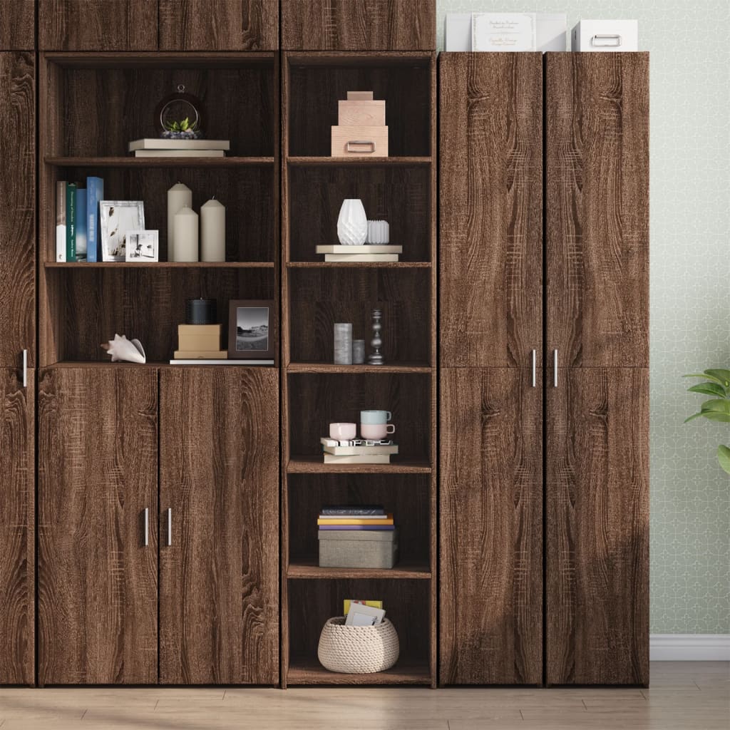 Buffet haut chêne marron 45x41x185 cm bois d'ingénierie - XIOS