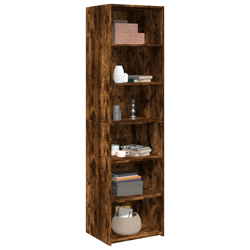 Buffet haut chêne fumé 50x41x185 cm bois d'ingénierie - XIOS