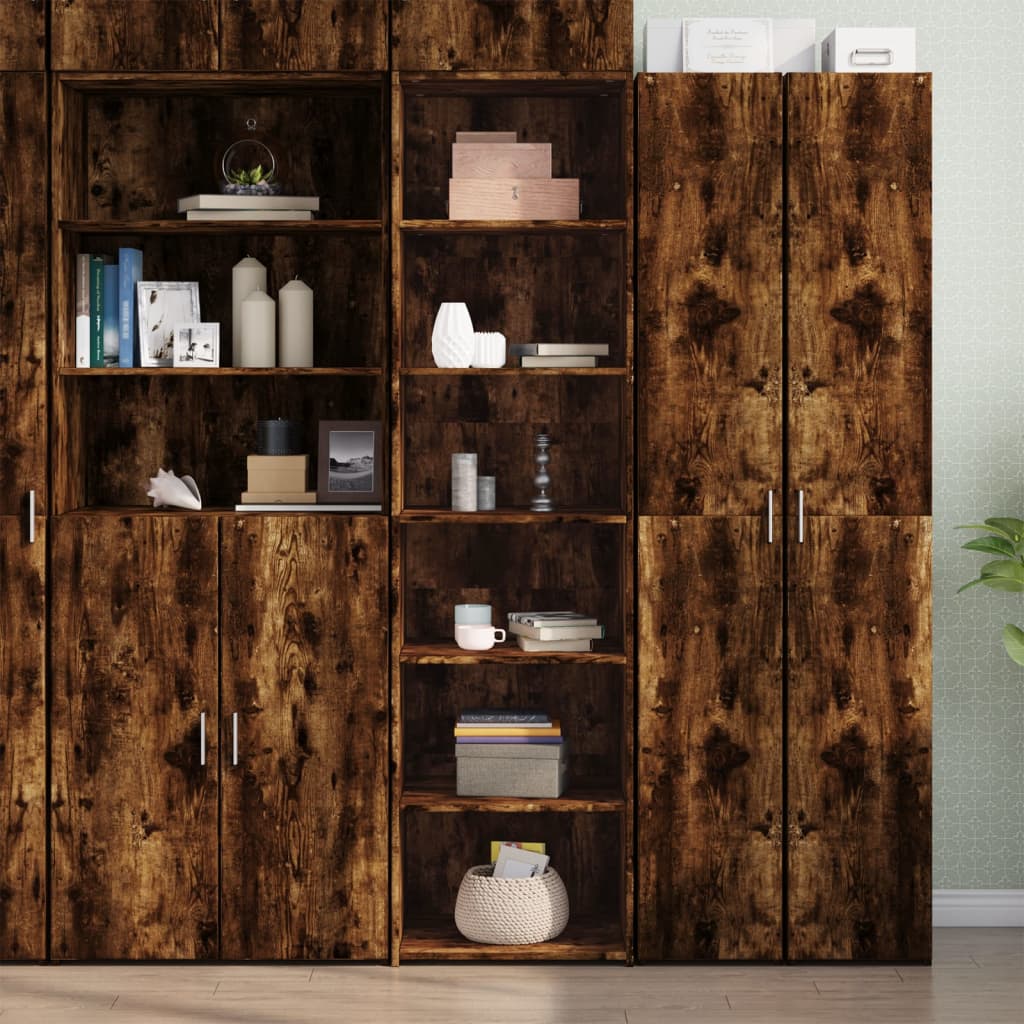 Buffet haut chêne fumé 50x41x185 cm bois d'ingénierie - XIOS